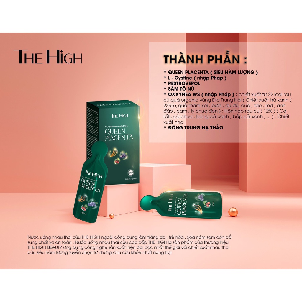 Collagen nhau thai the high, nước uống nhau thai cừu the high las beauty hỗ trợ đẹp da