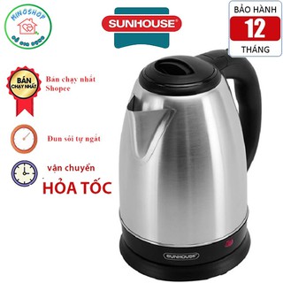 Ấp Nước Siêu Tốc Sunhouse Inox SHD 1182, Binh Đun Nước Siêu Tốc TIết Kiệm Thời Gian