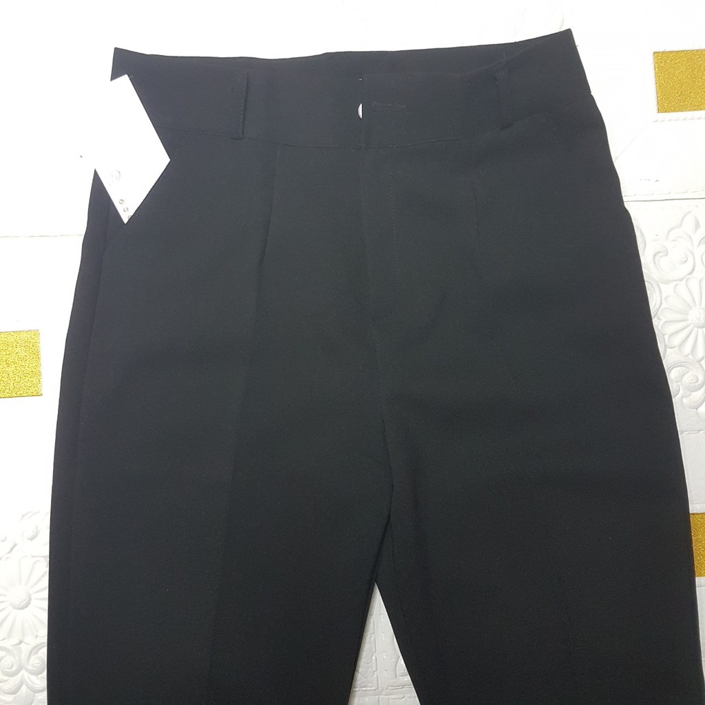 Quần Baggy nữ chất vải tuyết mưa dày dặn màu Đen / Trắng / Xanh than - Kiểu dáng quần tây Baggy lưng cao cực dễ phối đồ | BigBuy360 - bigbuy360.vn