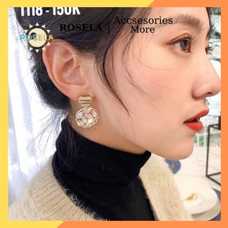 Khuyên tai bông tai tròn titan đính đá lấp lánh sang chảnh khuyên tai rosela t118