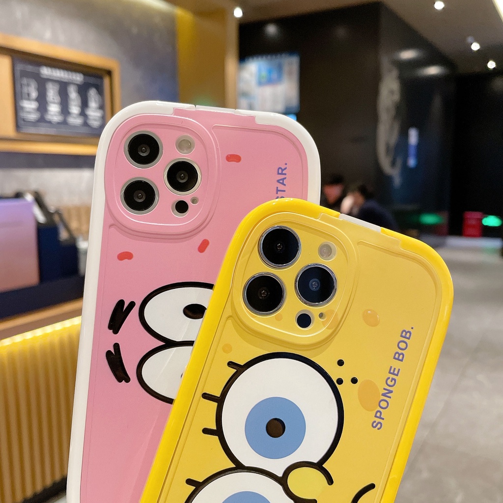 Ốp Điện Thoại Dẻo Họa Tiết Hoạt Hình SpongeBob Kèm Giá Đỡ Cho iPhone 13 12 11 Pro Max X XR Xs Max 7 8 Plus