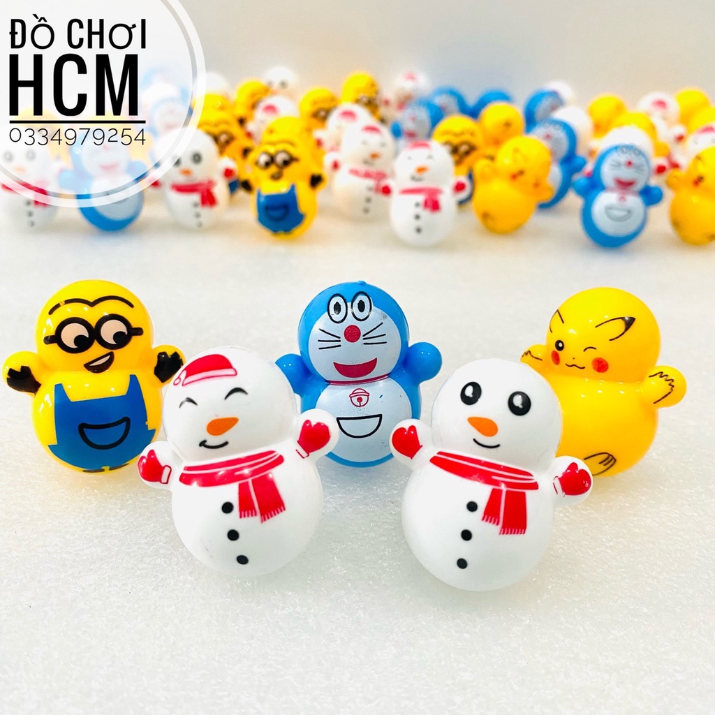 Đồ chơi lật đật mini siêu dễ thương hình Doremon, Pikachu, Minion giúp xả stress, giảm căng thẳng