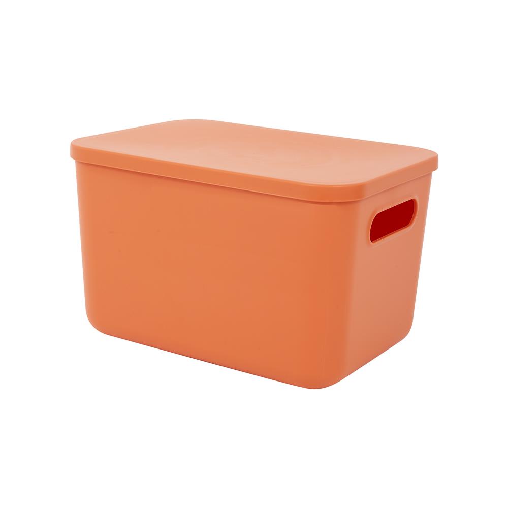 HomeBase STACKO Thùng nhựa có nắp size S R16xS26xC18cm màu cam
