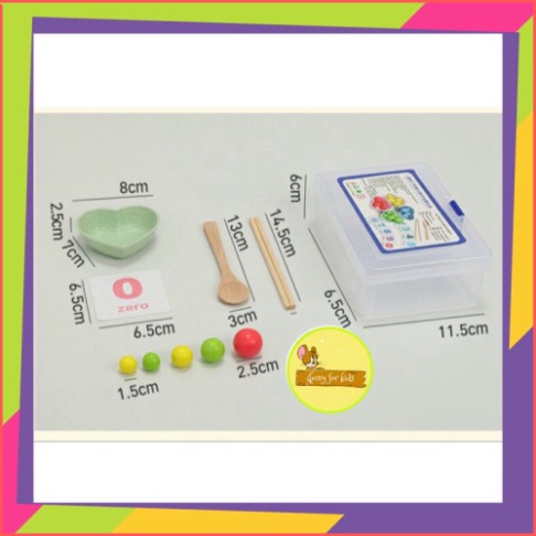 Bộ giáo cụ Montessori thực hành tập gắp xúc cho bé từ 2 tuổi rèn kỹ năng và học toán, rèn sự khéo léo, phối hợp tay mắt