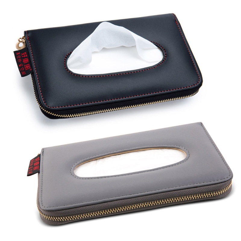 Hộp Đựng Khăn Giấy Bằng Da Gắn Kính Chống Nắng Xe Hơi Tiện Dụng