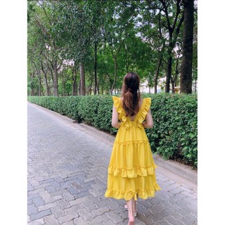 Váy maxi hai dây hở lưng