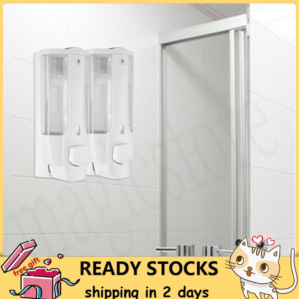 [Ready Stock] Magicstore 350ml Bathroom Hotel Wall Mounted Plastic Soap Liquid Shampoo Lotion Manual Dispenser