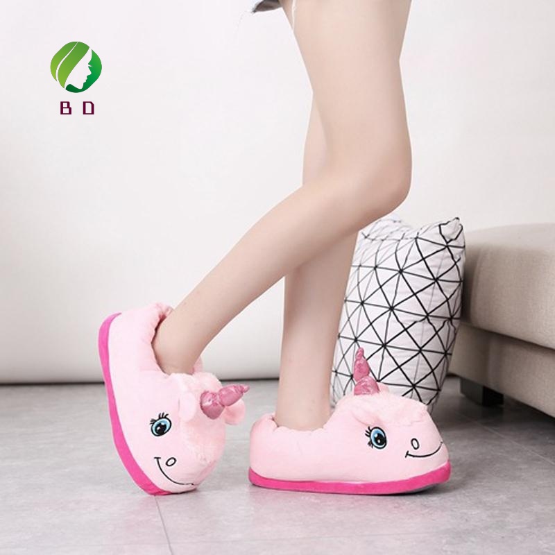 Tiktok ins Home shoe Fashion Fantasy White Unicorn Plush Cotton Slippers Slip On Adult Size tiktok