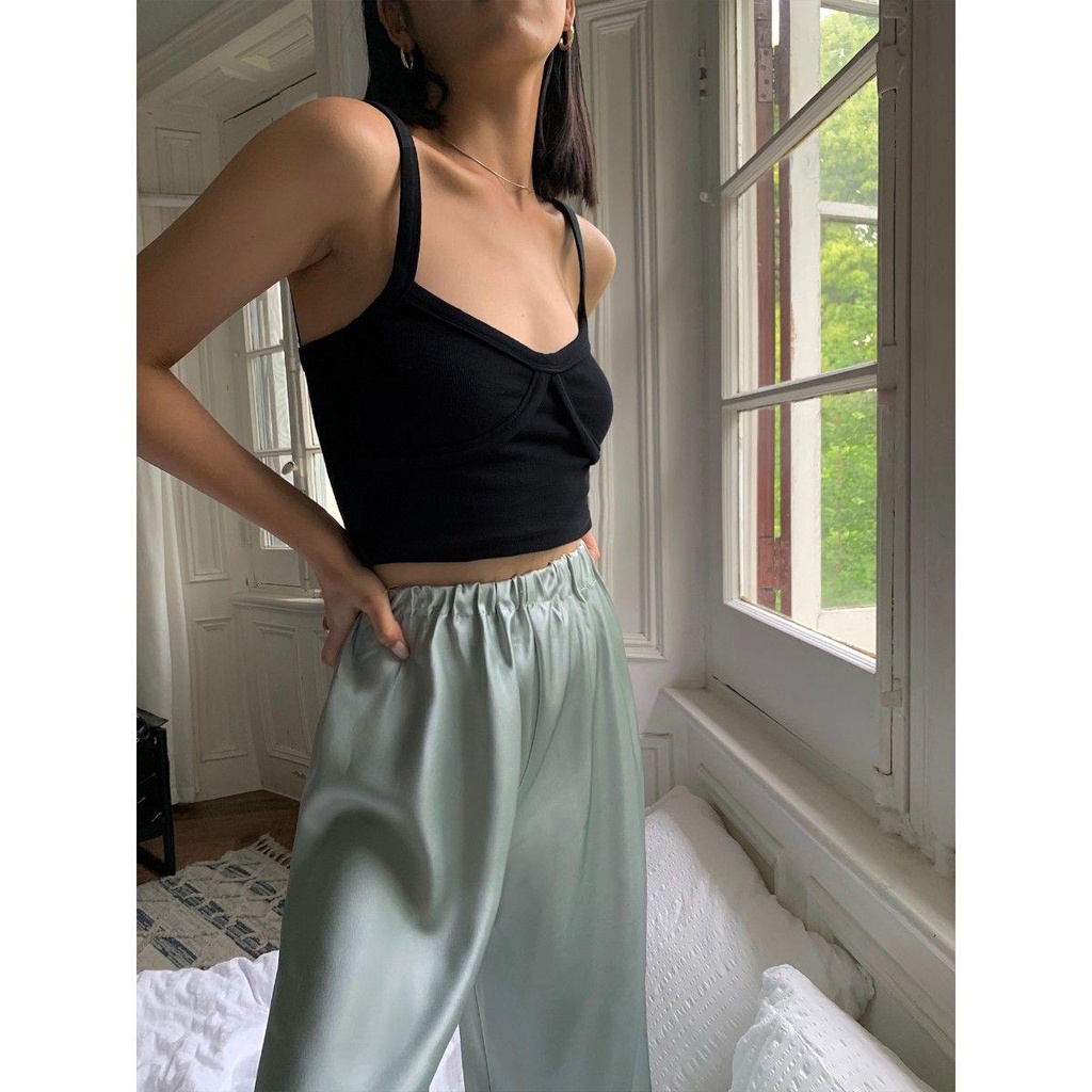 Áo Hai Dây Ngắn Màu Đen Thời Trang Mùa Hè 2022 Cho Nữ