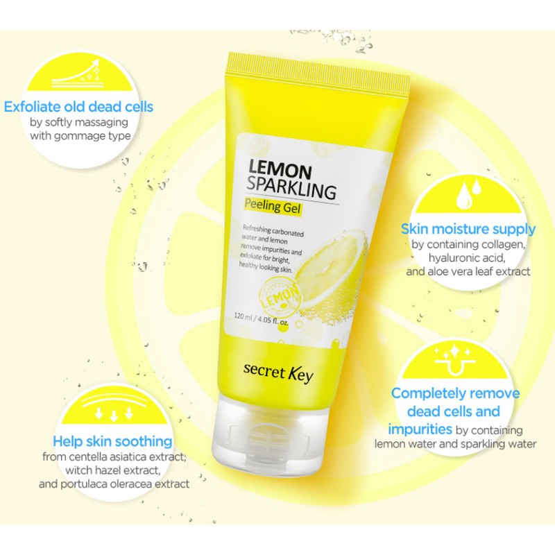 Gel Tẩy Tế Bào Chết Secret Key Chiết Xuất Chanh Làm Sáng Da Secret Key Lemon Sparkling Peeling Gel 120ml