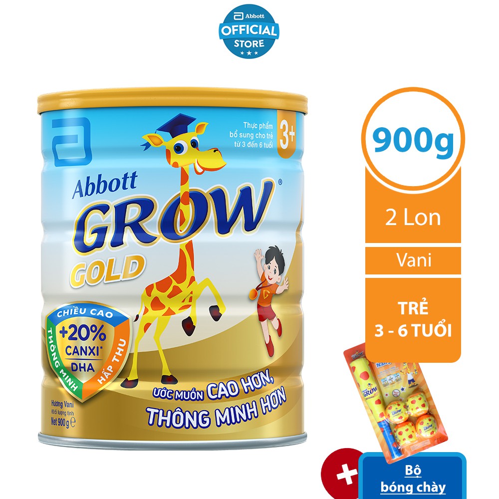 [Tặng Bộ bóng chày] Bộ 02 Lon Sữa Bột Abbott Grow Gold 3+ 900g/lon