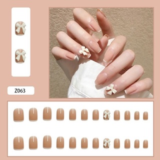 Móng gia ̉- set 24 móng giả đính hạt kèm keo dán