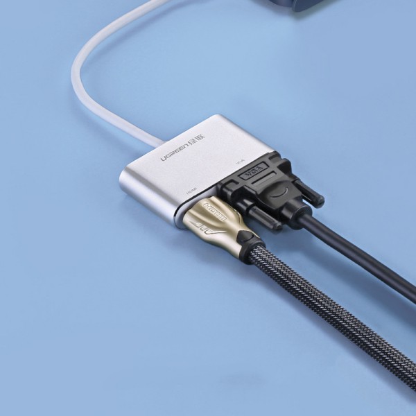 USB TYPE C TO HDMI + VGA VỎ NHÔM CHÍNH HÃNG UGREEN(50317)