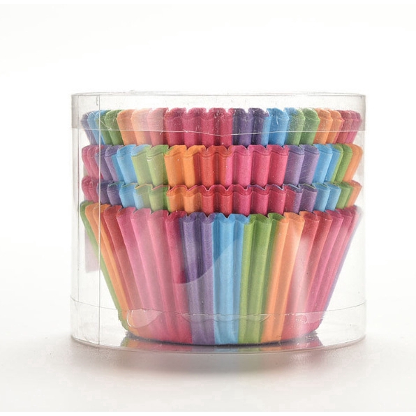 Set 100 Cốc Giấy Làm Bánh Cupcake Màu Sắc Cầu Vồng Xinh Xắn