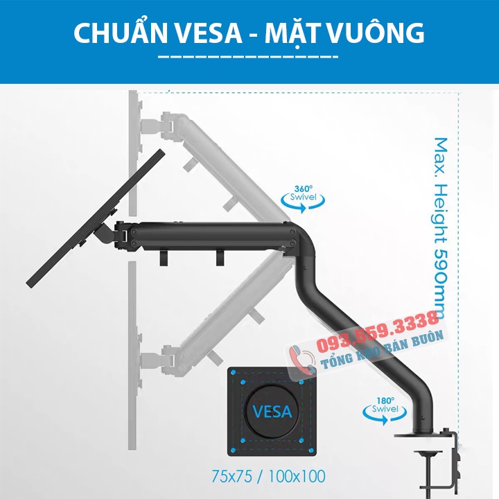 #ErgoTek E-M7 17" - 32" / Giá Treo Màn Hình Gắn Bàn / Tay Đỡ Màn Hình Xoay 360 Độ