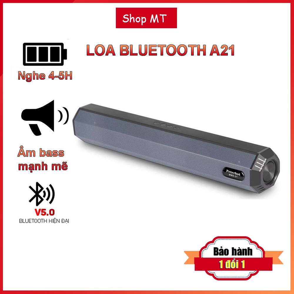 Loa bluetooth A2+ có kết nối máy tính đài FM USB AUX 3.5 dáng dài sang trọng âm thanh chuẩn speaker 2 loa bass mạnh