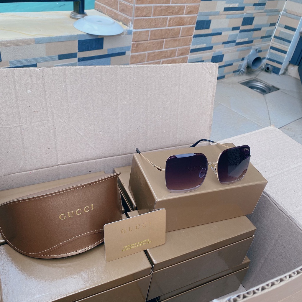 Kính Mát Thời Trang Nam Nữ gucci Full Box Gọng Vuông Nhỏ Nhựa Cao Cấp - Kính Râm Đi Biển
