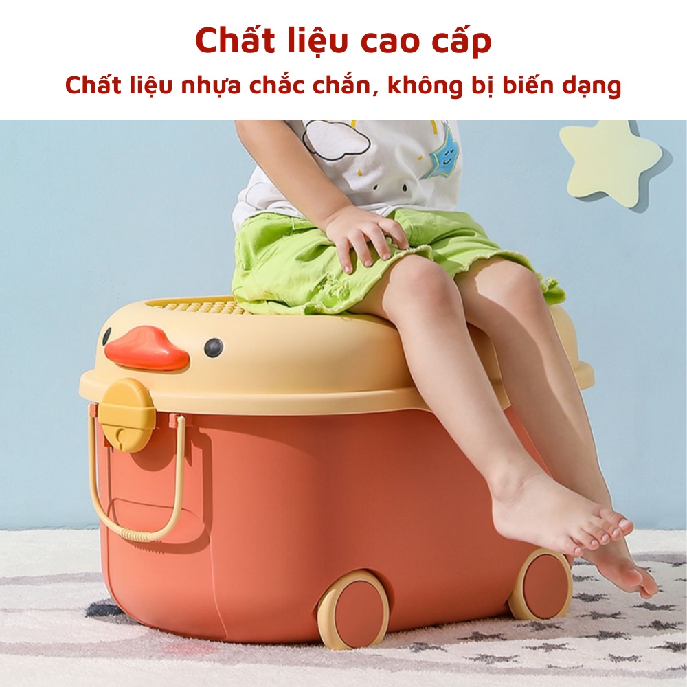 Hộp đựng đa năng hình con vịt đáng yêu để đồ chơi cho bé có bánh xe dễ dàng di chuyển