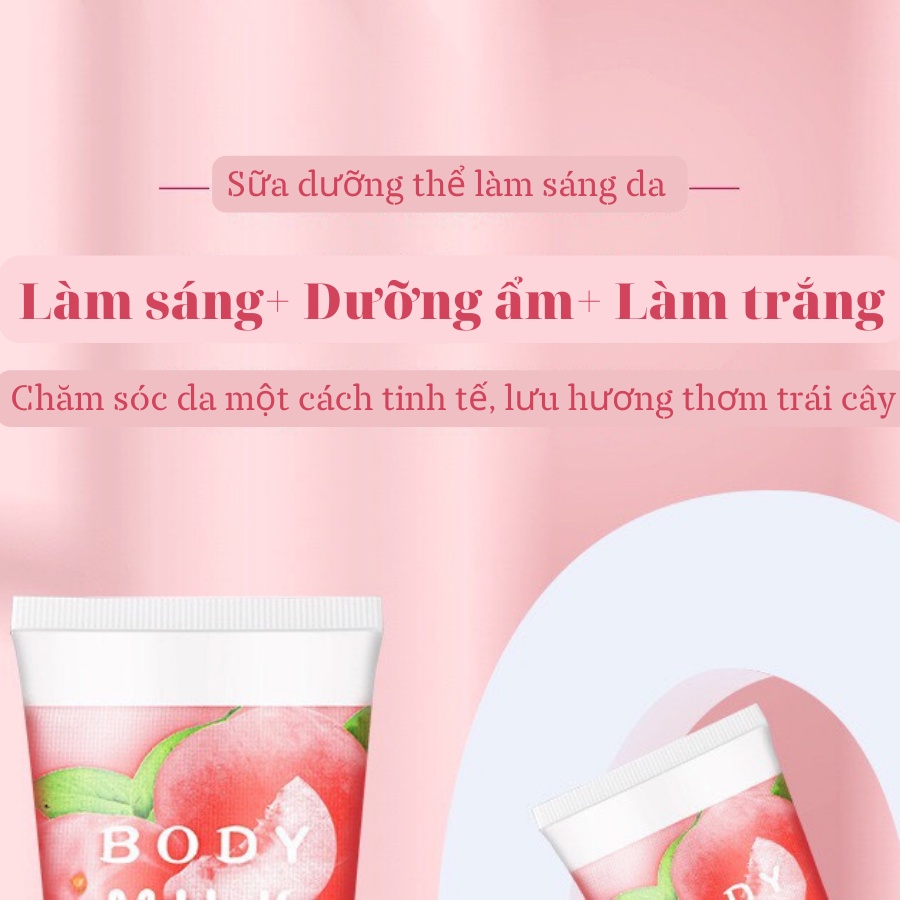 Kem Dưỡng Ẩm, Kem Body Trắng Da Chống Nắng Toàn Thân Trái Đào Pure Milk Body Lotion Hương Nước Hoa LALA