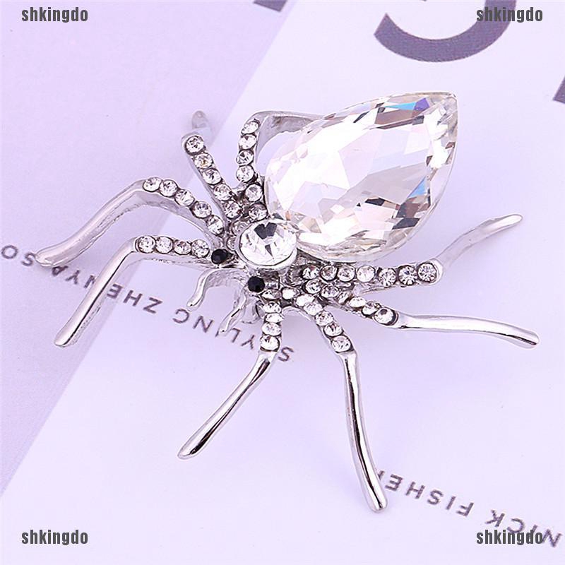 Trâm cài áo hình con nhện nạm bạc đính đá thanh lịch