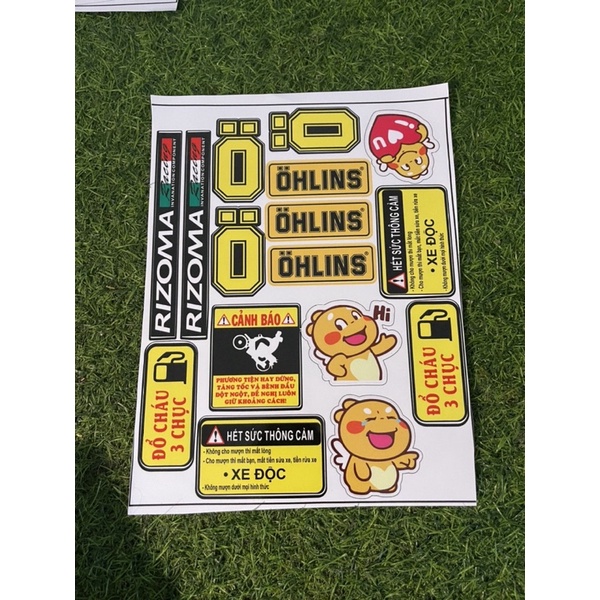 Tem cảnh báo ,đag hót Tem Ohlins, tem cảnh báo , tem idol , tem đổ cháu 3 chục, tem sticker