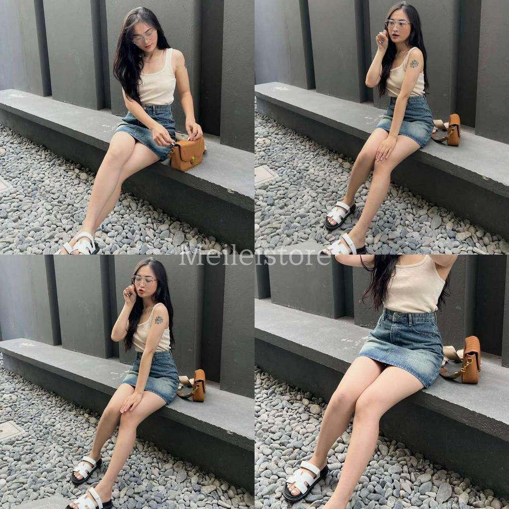 Chân váy Jeans ngắn chữ A basic mix and match, chân váy bò năng động cá tính