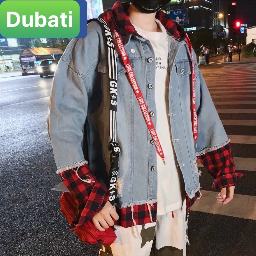 ÁO KHOÁC JEAN CHẤT BÒ NAM NỮ CÓ NÓN NỈ WASH RÁCH THỜI TRANG CAO CẤP- DUBATI FASHION