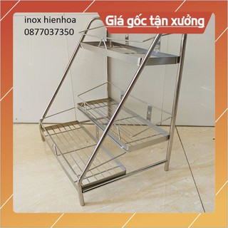 [ Giá TẠI XƯỞNG ] Kệ gia vị inox 3 tầng cầu thang có thể treo tường hoặc để bàn