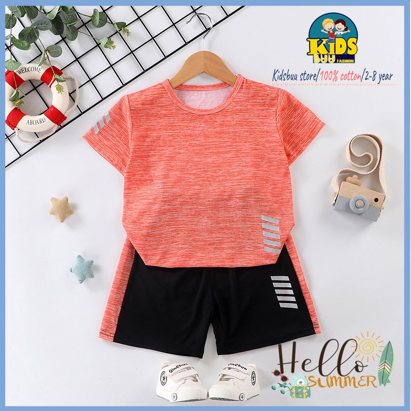 [1-12 tuổi/Chất thông hơi cotton] Set đồ bộ thể thao cộc tay cho bé trai và gái 11-36 kg thoáng mát, thấm hút,đẹp