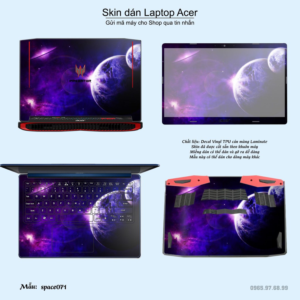 Skin dán Laptop Acer in hình không gian nhiều mẫu 12 (inbox mã máy cho Shop)