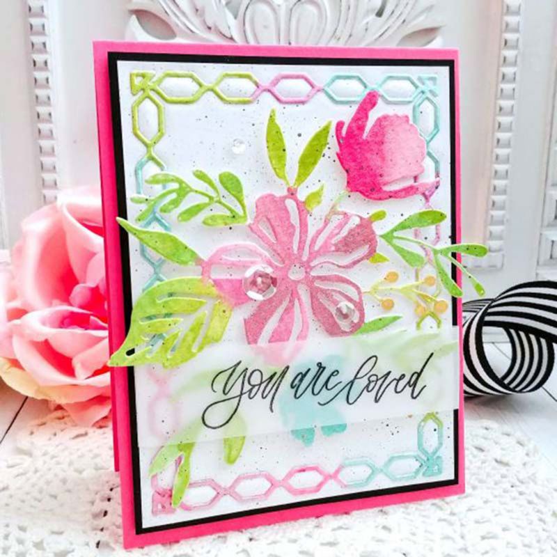 Khuôn Cắt Giấy Kim Loại Hình Khung Giữa Hoa Xinh Xắn