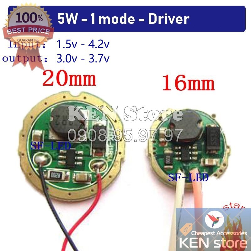 Led driver, nguồn 5W 10W in 3V-4.2V (1 pin 18650), out 3.7V dành cho chip XPE / Q5 XML T6 XML2 U2...