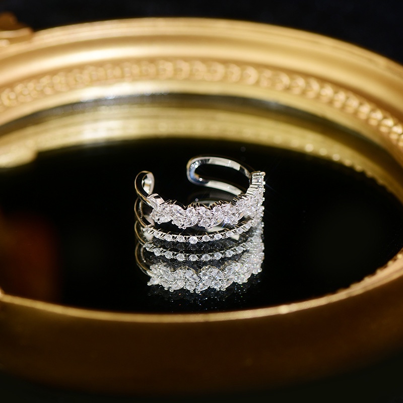 Nhẫn Hở Đính Đá Zircon Phong Cách Nhật Hàn Cho Nữ