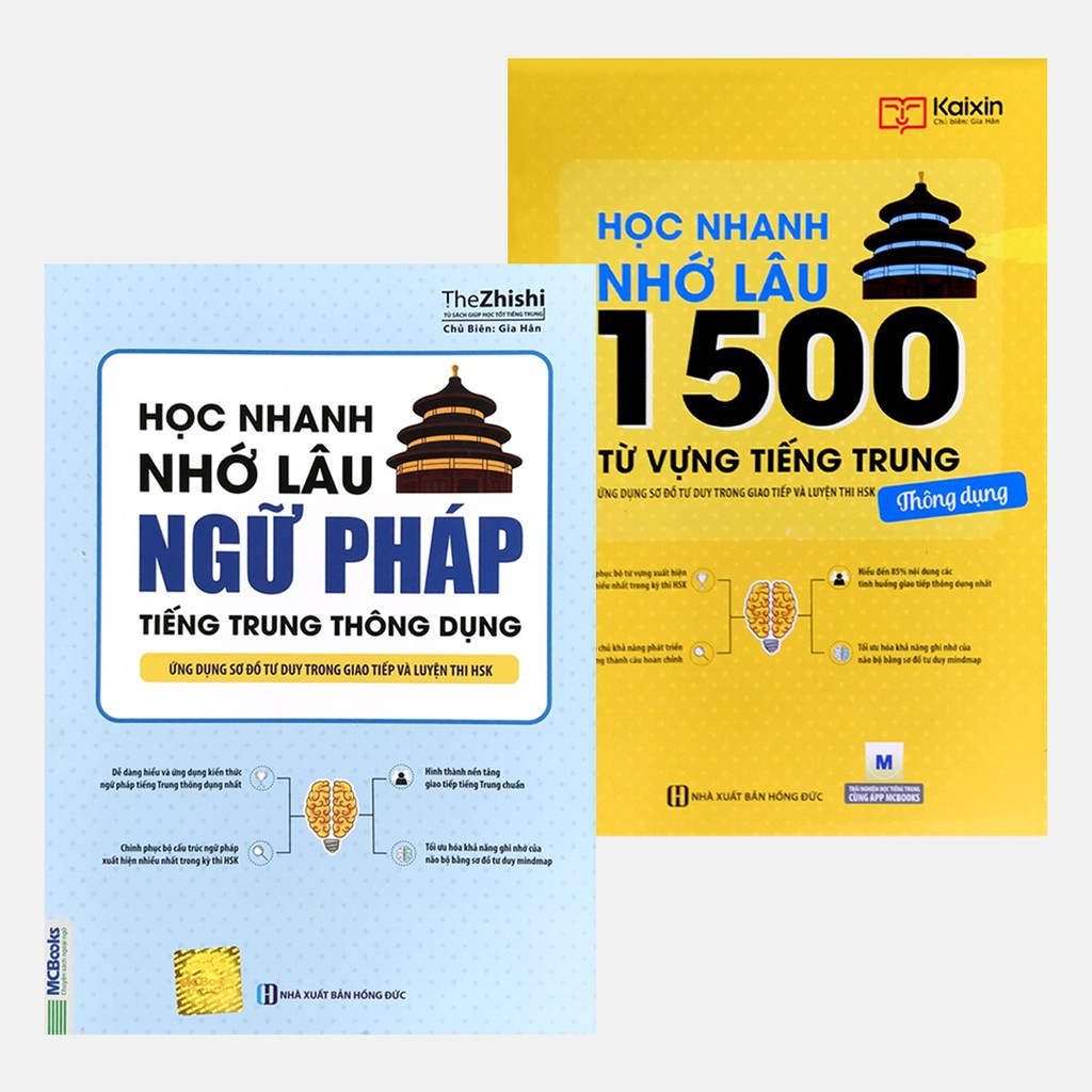 Sách - Combo Sách Học Nhanh Nhớ Lâu 1500 Từ Vựng Tiếng Trung + Học nhanh nhớ lâu ngữ pháp tiếng trung thông dụng