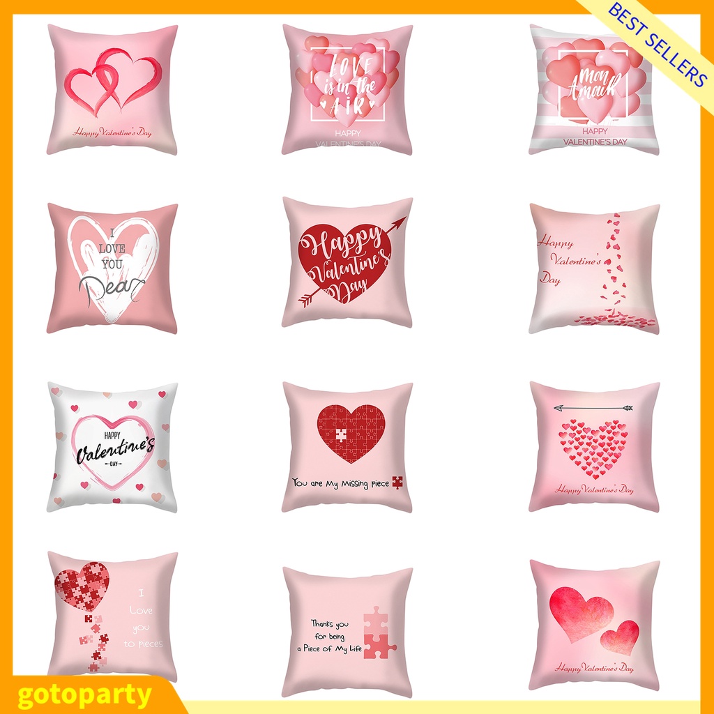 Vỏ Gối Vuông In Họa Tiết Trái Tim Đỏ Chất Liệu Polyester Mềm Mại Trang Trí Nội Thất