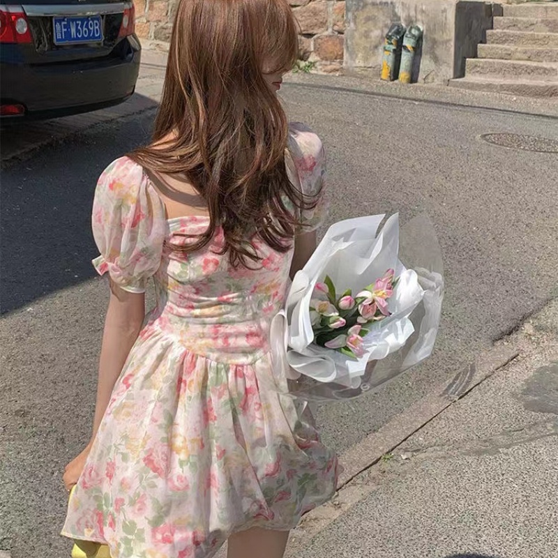 Đầm Perty họa tiết hoa thời trang mùa hè Hàn Quốc dành cho nữ
