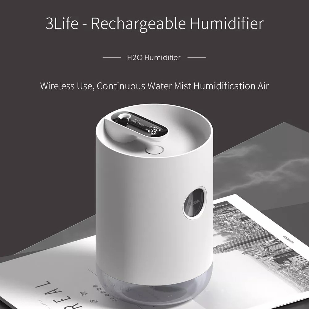 (Free gift)Máy phun sương khuếch tán tinh dầu thơm cổng USB có thể sạc lại Xiaomi 3Life 1000ml