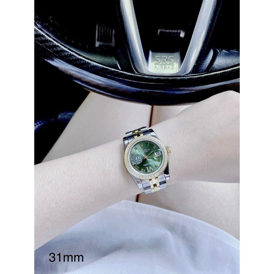 Đồng hồ đeo tay nữ, đồng hồ nữ ROLEX Ngọc Trinh authentic, màu xanh ngọc bảo cực sang chảnh, full hộp cao cấp thời trang