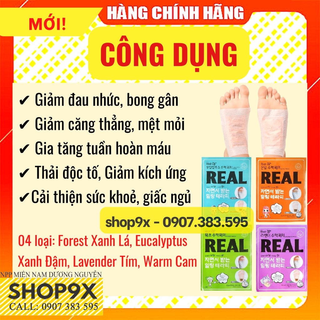 Miếng Dán Thải Độc Chân REAL Hàn Quốc (1 Cặp / Gói) Rest Up Patch Real