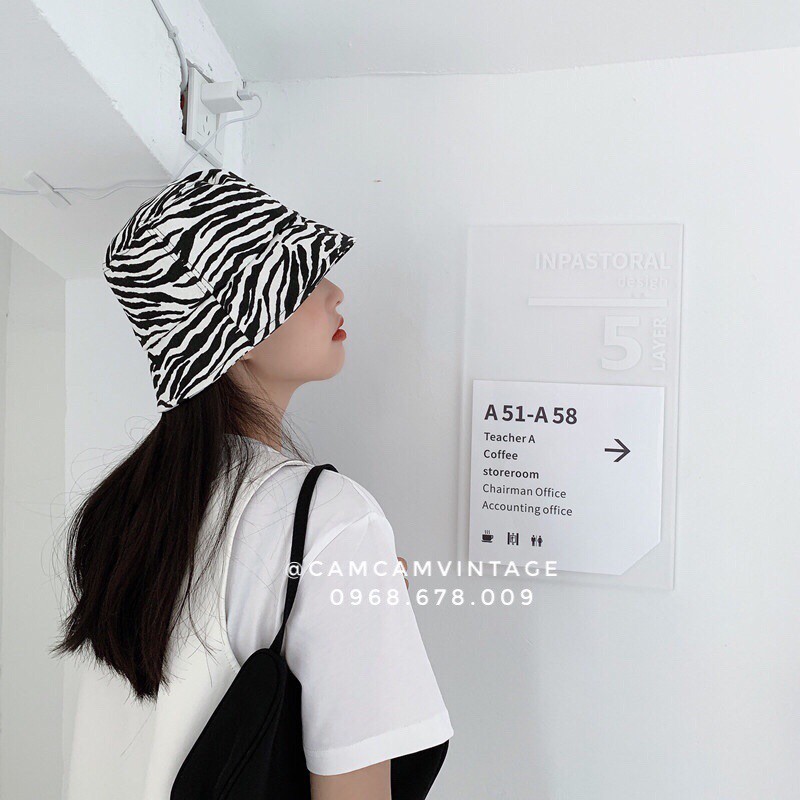 mũ bucket nam nữ, nón bucket hoạ tiết ngựa vằn cổ điển vintage cá tính unisex cao cấp