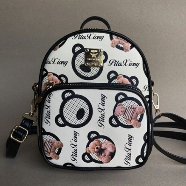 Ba lô kiêm túi chéo mini nữ đi chơi, đi học hình gấu trắng thời trang nữ hot mùa hè 2020