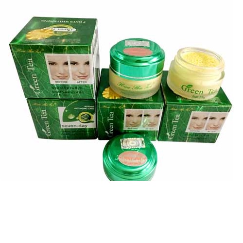 Kem Green Tea Huashuli Seven Day dưỡng Trắng Da trà xanh dành cho da nám và tàn nhang