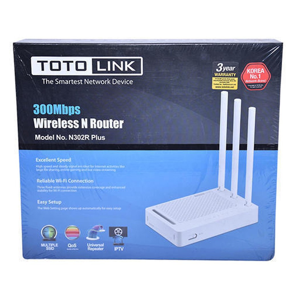 Totolink N302R Plus - Bộ Phát Wifi Chuẩn N Tốc Độ 300Mbps Mở Rộng Sóng - Hàng Chính Hãng