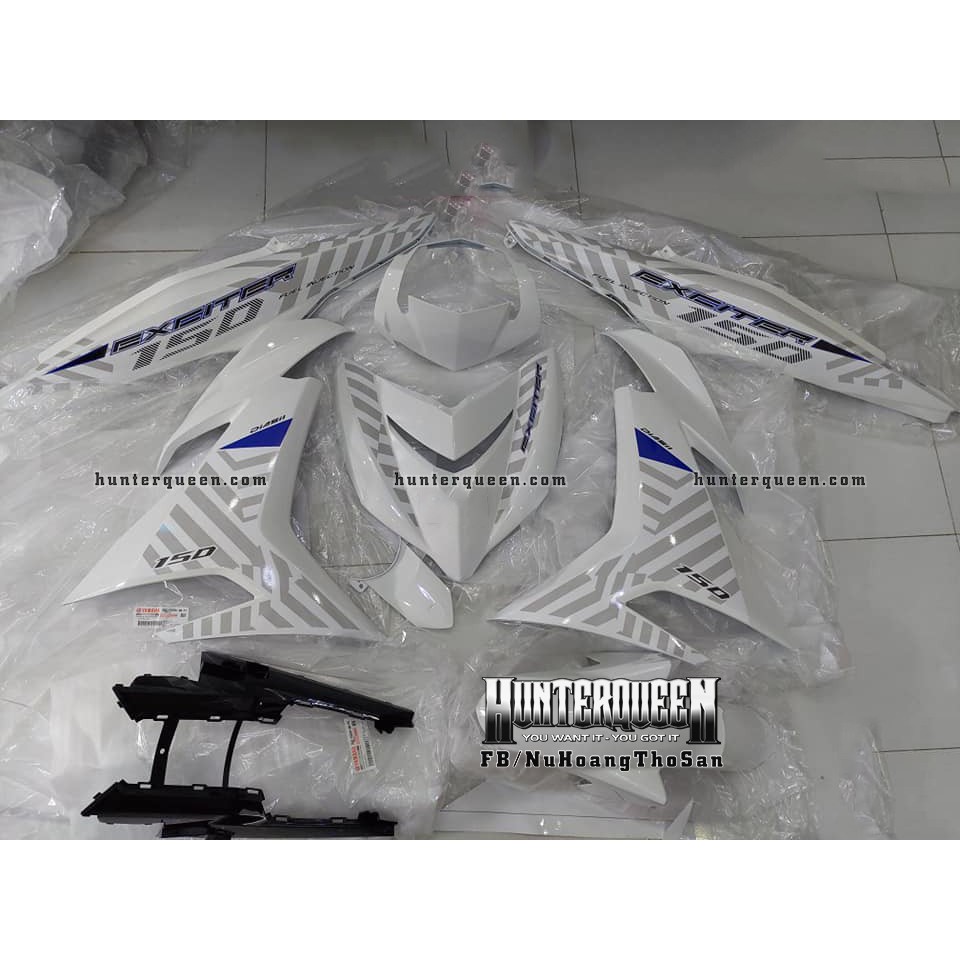 Tem Exciter 150. Tem RC 2016, xe trắng, tem xanh GP-bạc. Thay đổi màu sắc và chi tiết theo yêu cầu. Sắc nét, bền màu