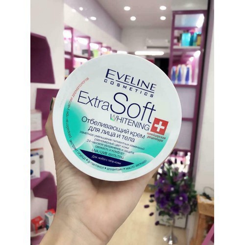 [CHINH HÃNG] Kem dưỡng ẩm trắng da mặt và toàn thân Eveline Extra Soft Whitening 200ml - Nga | BigBuy360 - bigbuy360.vn