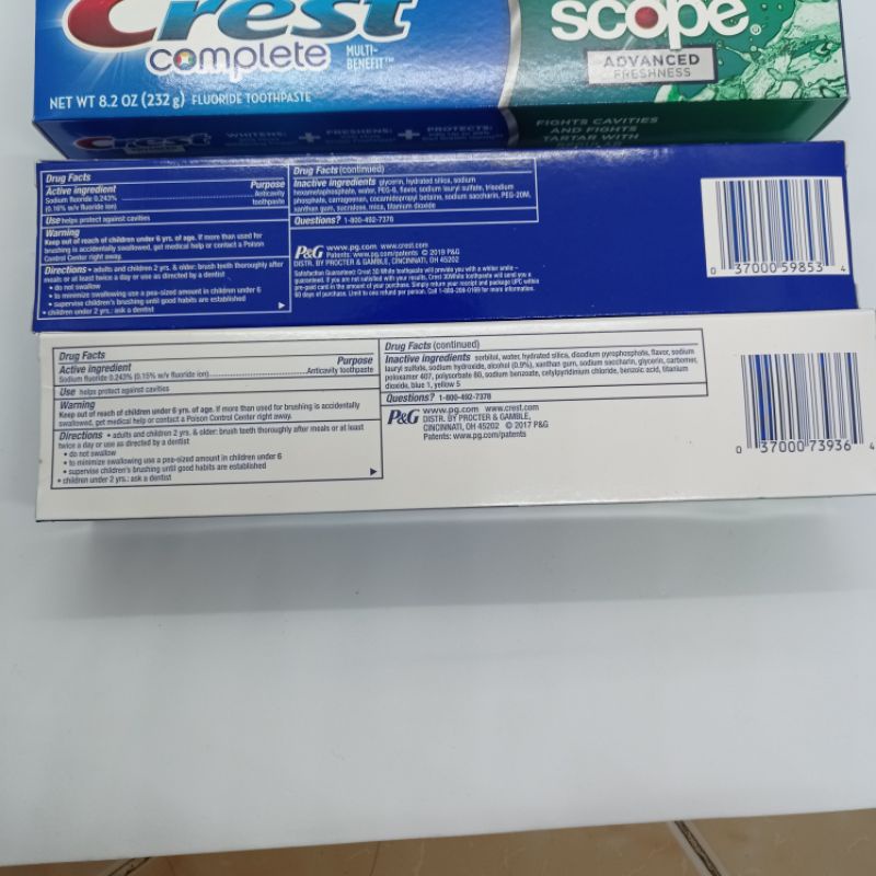 (date cận t2/22) Kem đánh răng Crest 3D White advanced triple whitening và Crest Complete