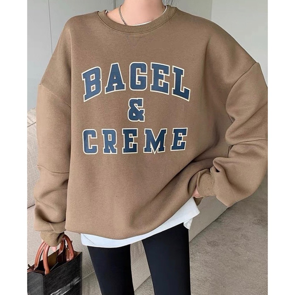 Áo Nỉ Bagel Nữ ⚡ Casper.Store | FREESHIP | ⚡ Sweater mùa đông dài tay form rộng, thiết kế họa tiết HOT