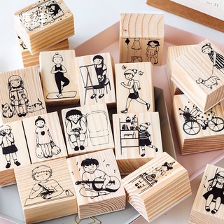 Con dấu gỗ Wooden Stamp làm nhật ký sinh hoạt planner bujo
