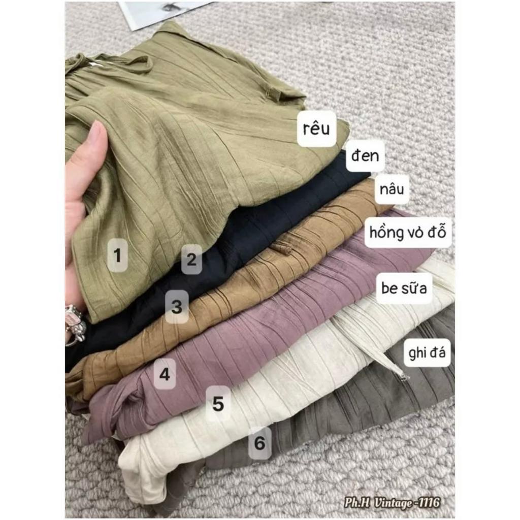 Quần ống rộng nữ chất đũi mát hót hít cạp cao dây rút dễ điều chỉnh, quần đũi ống rộng dáng dài xuông trơn basic