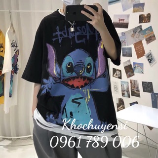 🍁Áo thun tay lỡ form rộng nam nữ STITCH